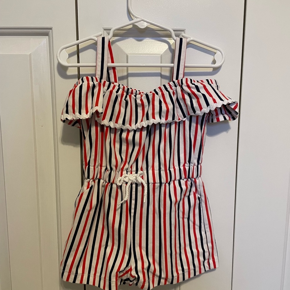Janie and Jack Red and Blue Striped Romper